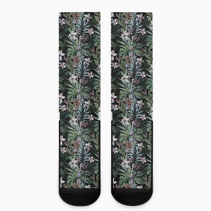 Vintage Tropical Floral Print Crew Socks
