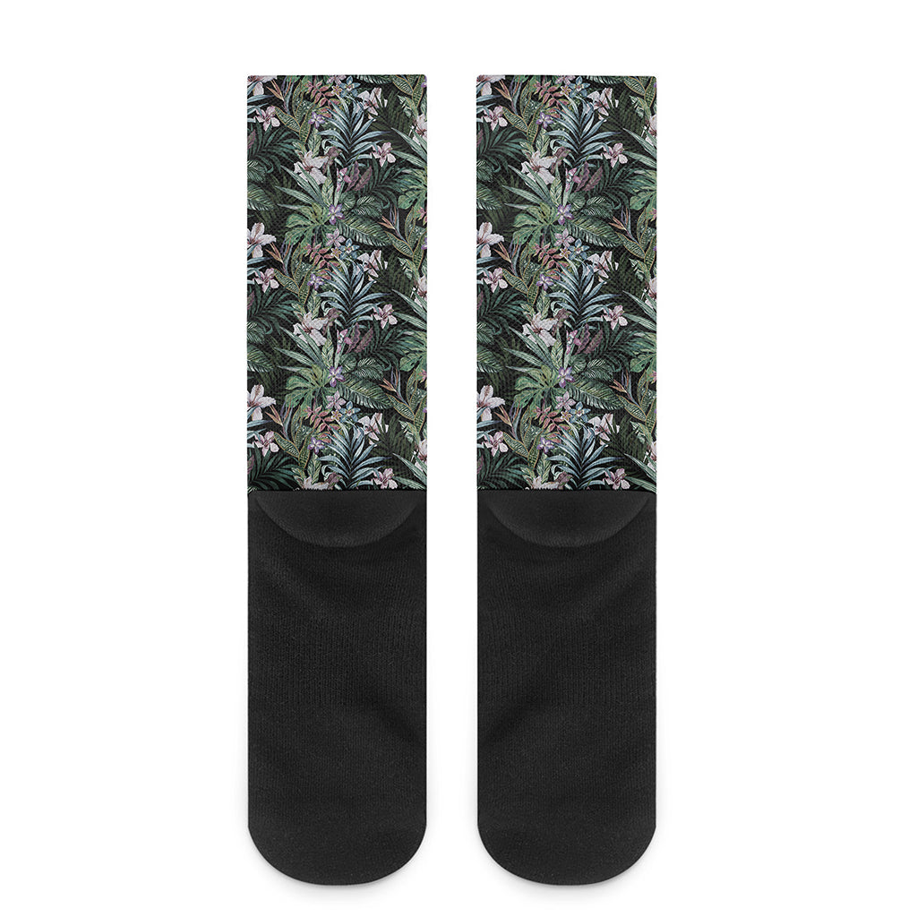 Vintage Tropical Floral Print Crew Socks
