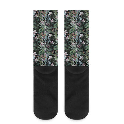 Vintage Tropical Floral Print Crew Socks
