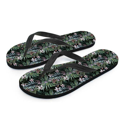 Vintage Tropical Floral Print Flip Flops