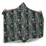 Vintage Tropical Floral Print Hooded Blanket
