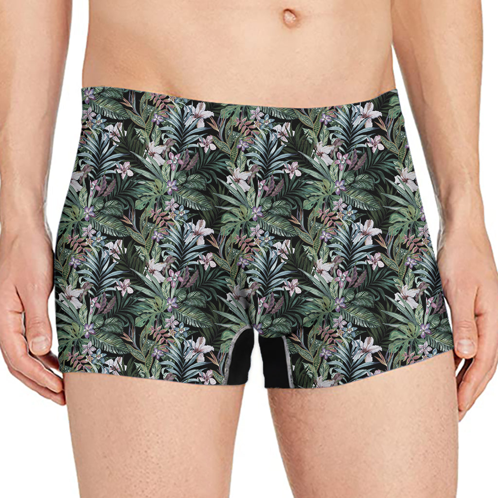 Vintage Tropical Floral Print Men's Boxer Briefs