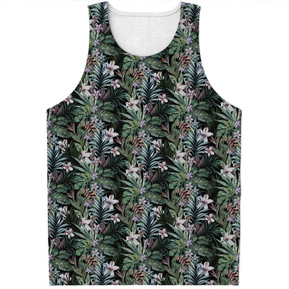 Vintage Tropical Floral Print Men's Tank Top