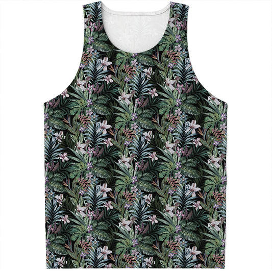 Vintage Tropical Floral Print Men's Tank Top