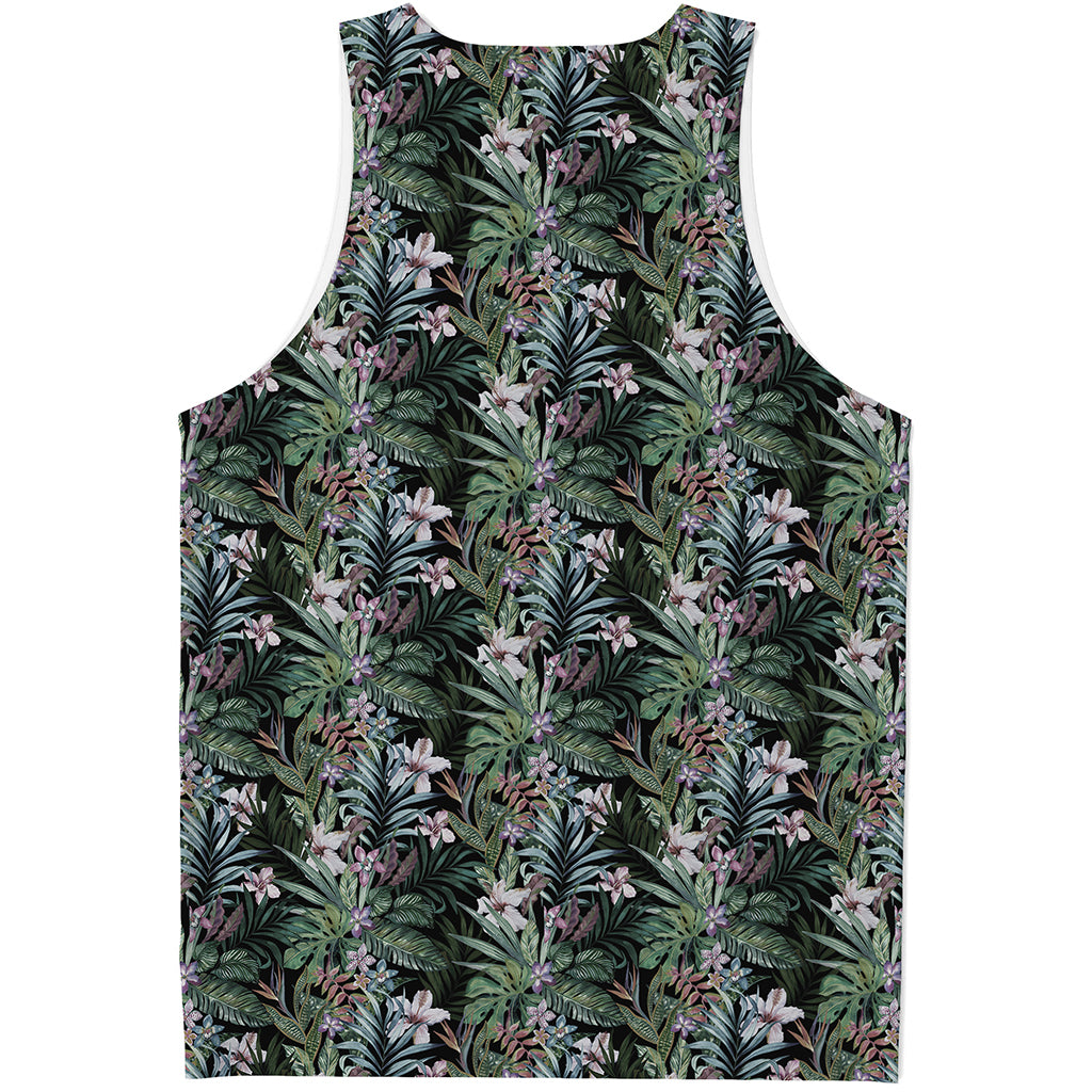 Vintage Tropical Floral Print Men's Tank Top