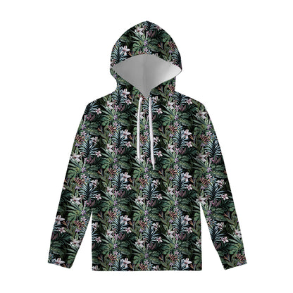 Vintage Tropical Floral Print Pullover Hoodie