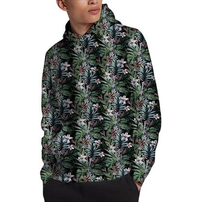 Vintage Tropical Floral Print Pullover Hoodie