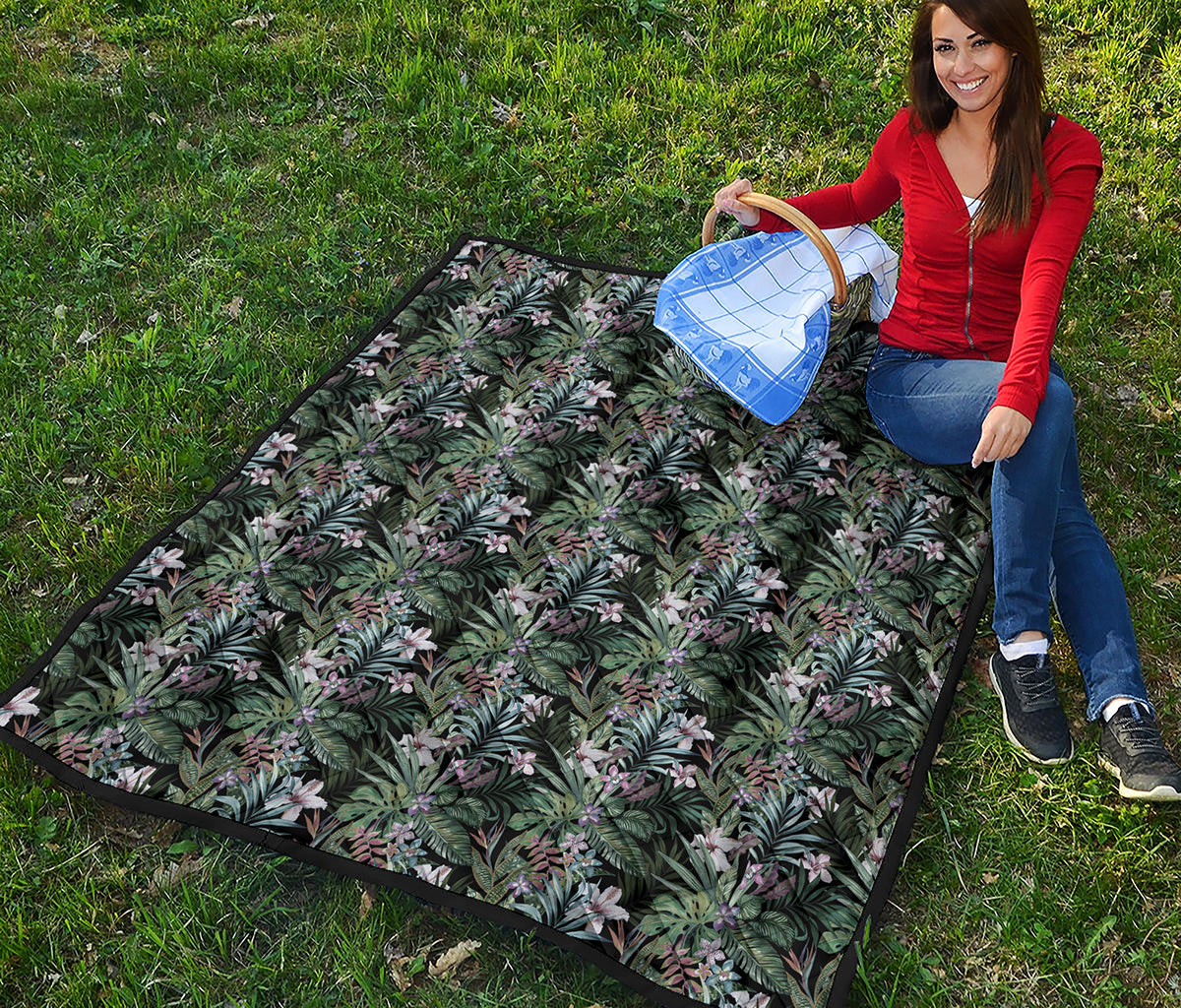 Vintage Tropical Floral Print Quilt