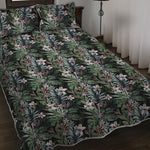 Vintage Tropical Floral Print Quilt Bed Set