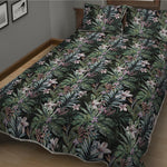 Vintage Tropical Floral Print Quilt Bed Set