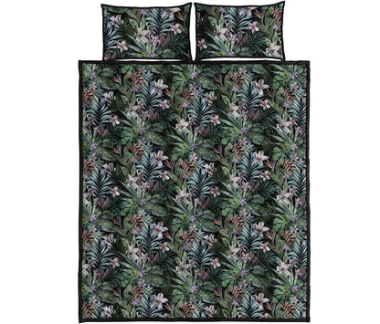 Vintage Tropical Floral Print Quilt Bed Set