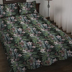 Vintage Tropical Floral Print Quilt Bed Set