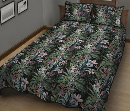 Vintage Tropical Floral Print Quilt Bed Set