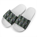 Vintage Tropical Floral Print White Slide Sandals