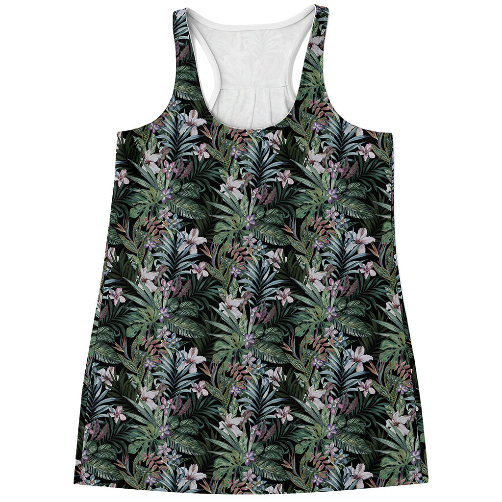 Vintage Tropical Floral Print Women's Racerback Tank Top