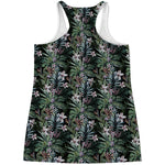 Vintage Tropical Floral Print Women's Racerback Tank Top