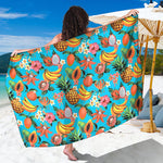 Vintage Tropical Fruits Pattern Print Beach Sarong Wrap