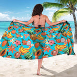 Vintage Tropical Fruits Pattern Print Beach Sarong Wrap