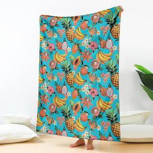 Vintage Tropical Fruits Pattern Print Blanket