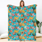 Vintage Tropical Fruits Pattern Print Blanket