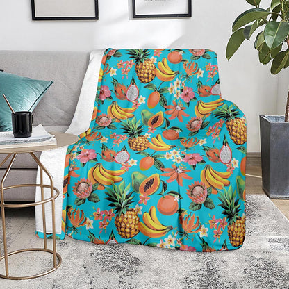 Vintage Tropical Fruits Pattern Print Blanket