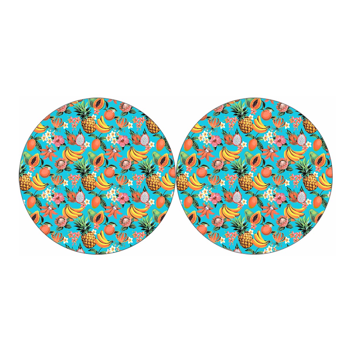 Vintage Tropical Fruits Pattern Print Car Coasters