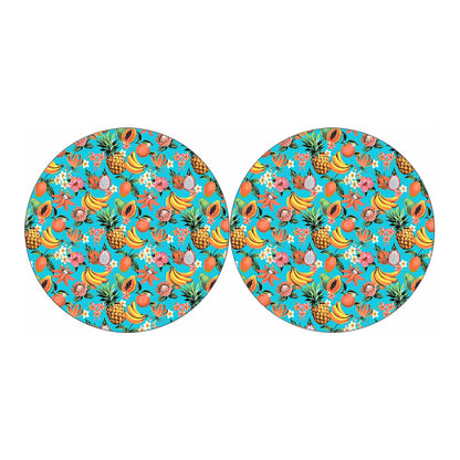Vintage Tropical Fruits Pattern Print Car Coasters