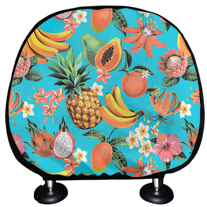 Vintage Tropical Fruits Pattern Print Car Headrest Covers