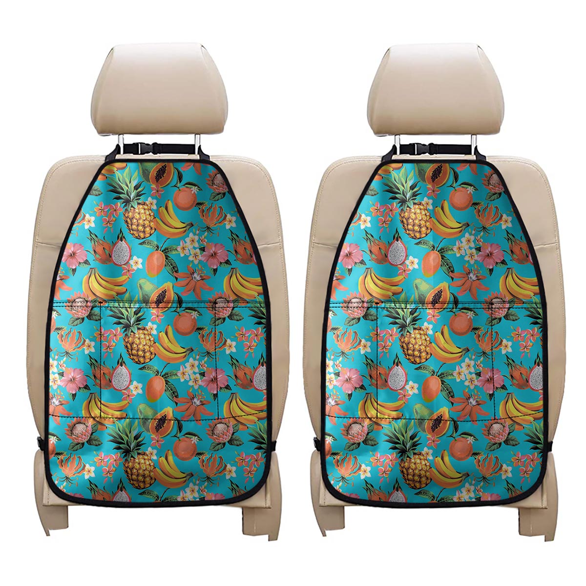 Vintage Tropical Fruits Pattern Print Car Seat Organizers