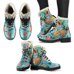 Vintage Tropical Fruits Pattern Print Comfy Boots GearFrost
