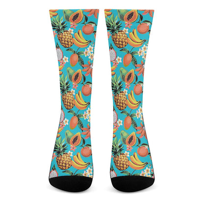 Vintage Tropical Fruits Pattern Print Crew Socks