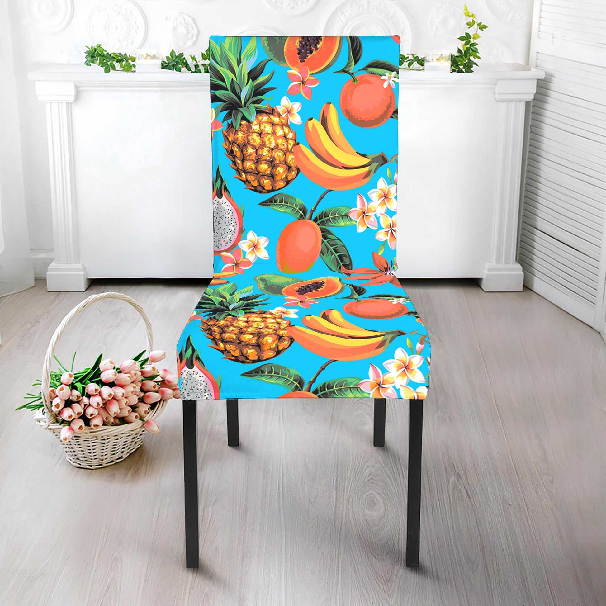 Vintage Tropical Fruits Pattern Print Dining Chair Slipcover