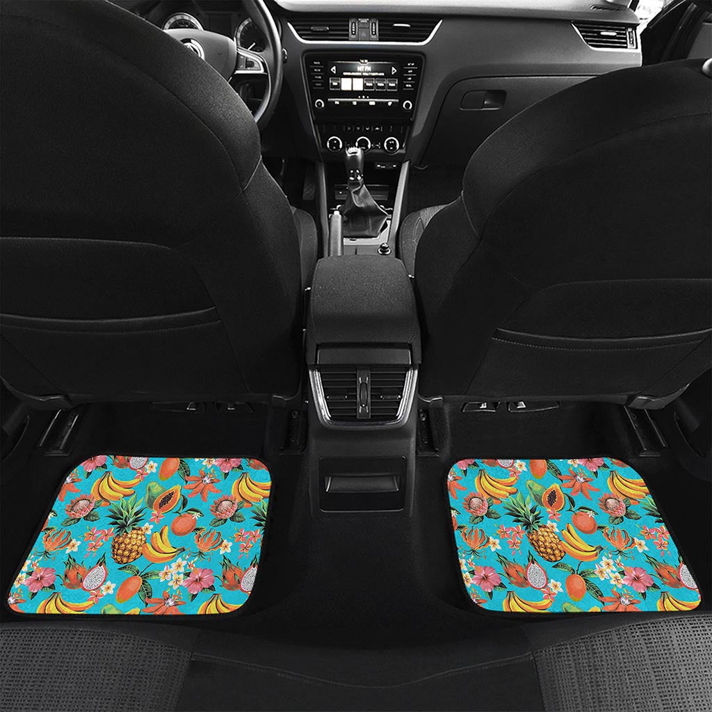 Vintage Tropical Fruits Pattern Print Front and Back Car Floor Mats