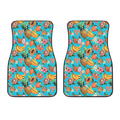Vintage Tropical Fruits Pattern Print Front Car Floor Mats