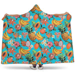 Vintage Tropical Fruits Pattern Print Hooded Blanket