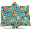 Vintage Tropical Fruits Pattern Print Hooded Blanket