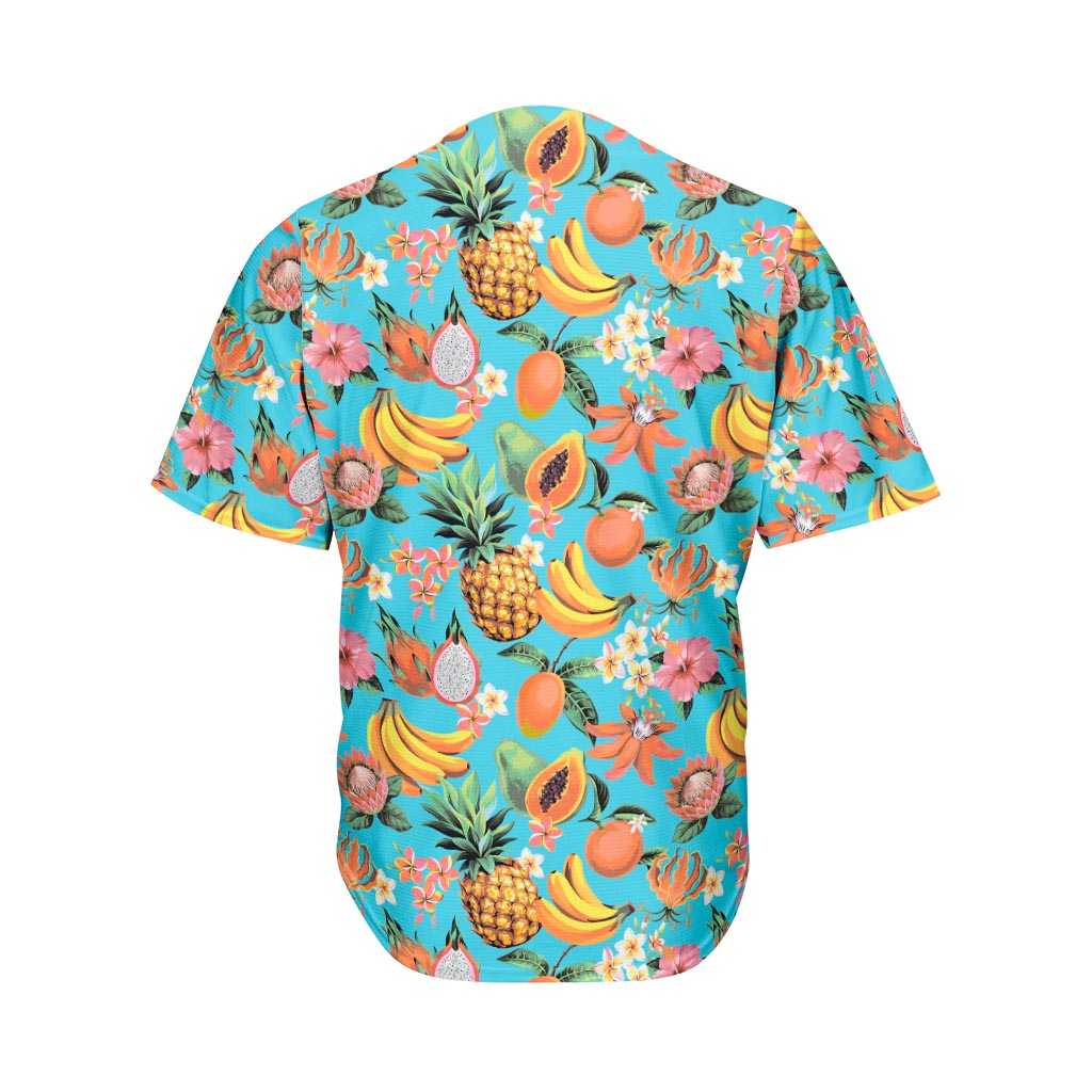 Vintage Tropical Fruits Pattern Print Men's Baseball Jersey