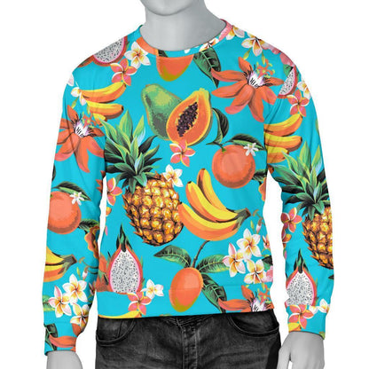 Vintage Tropical Fruits Pattern Print Men's Crewneck Sweatshirt GearFrost