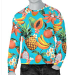 Vintage Tropical Fruits Pattern Print Men's Crewneck Sweatshirt GearFrost