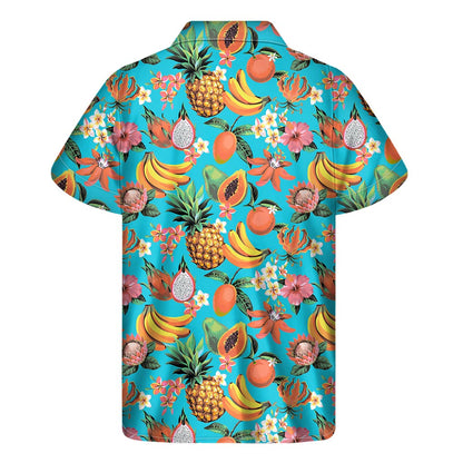 Vintage Tropical Fruits Pattern Print Men's Short Sleeve Shirt
