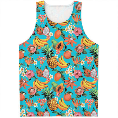 Vintage Tropical Fruits Pattern Print Men's Tank Top