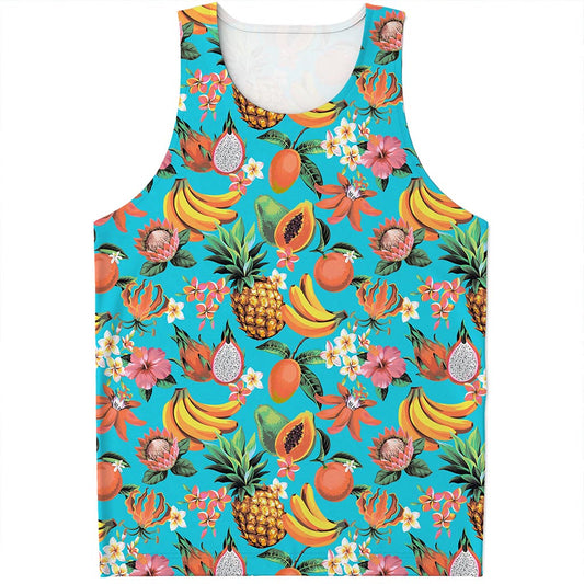 Vintage Tropical Fruits Pattern Print Men's Tank Top