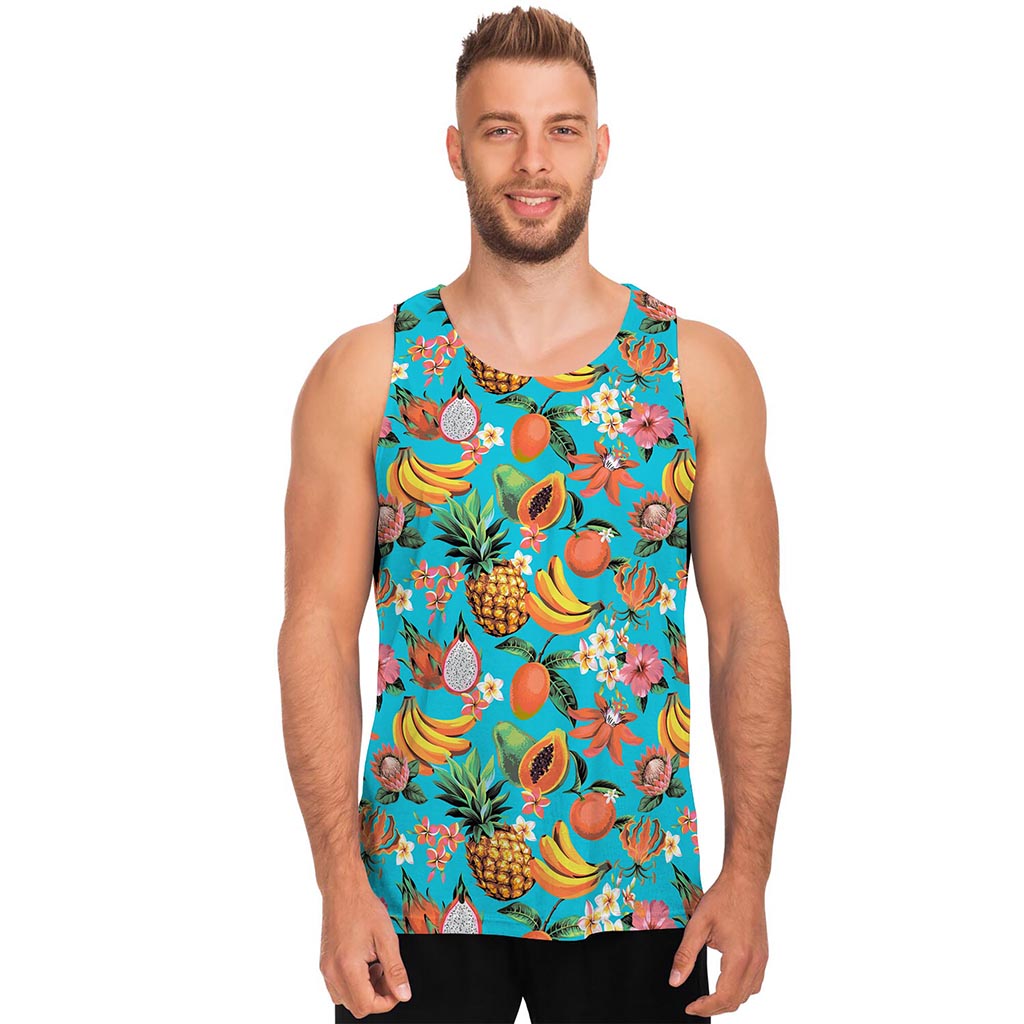 Vintage Tropical Fruits Pattern Print Men's Tank Top