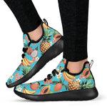 Vintage Tropical Fruits Pattern Print Mesh Knit Shoes GearFrost