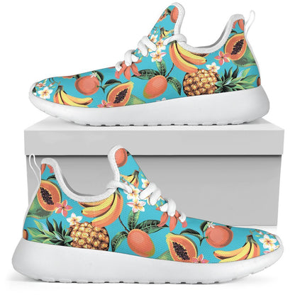 Vintage Tropical Fruits Pattern Print Mesh Knit Shoes GearFrost