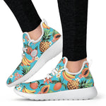 Vintage Tropical Fruits Pattern Print Mesh Knit Shoes GearFrost