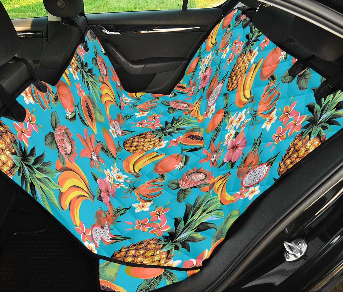 Vintage Tropical Fruits Pattern Print Pet Car Back Seat Cover