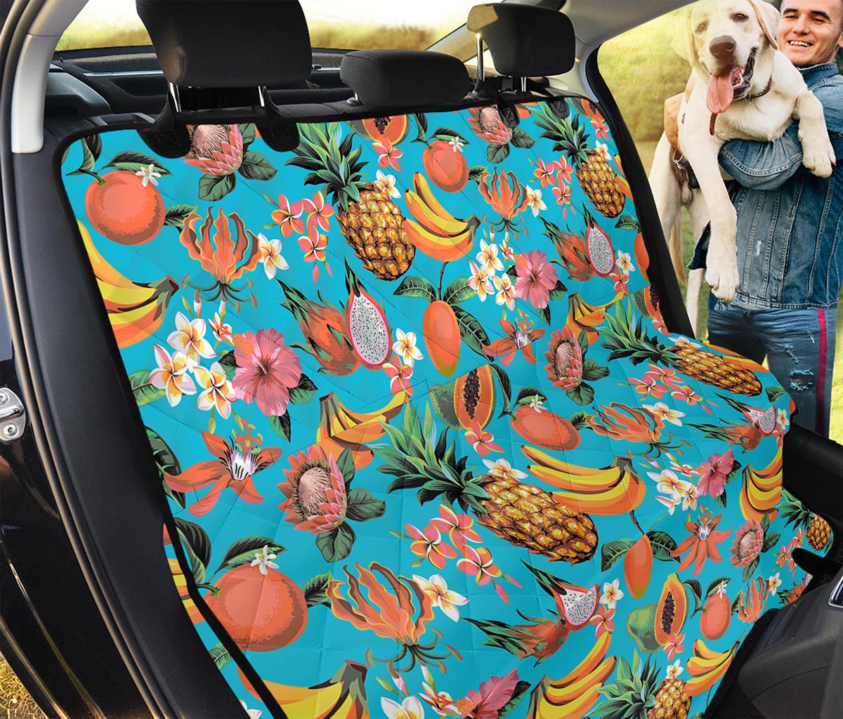 Vintage Tropical Fruits Pattern Print Pet Car Back Seat Cover