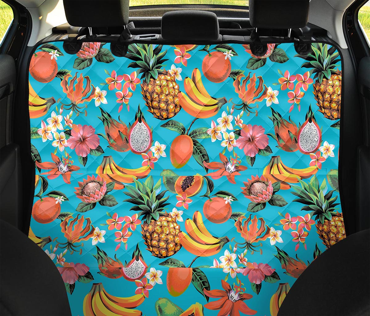 Vintage Tropical Fruits Pattern Print Pet Car Back Seat Cover