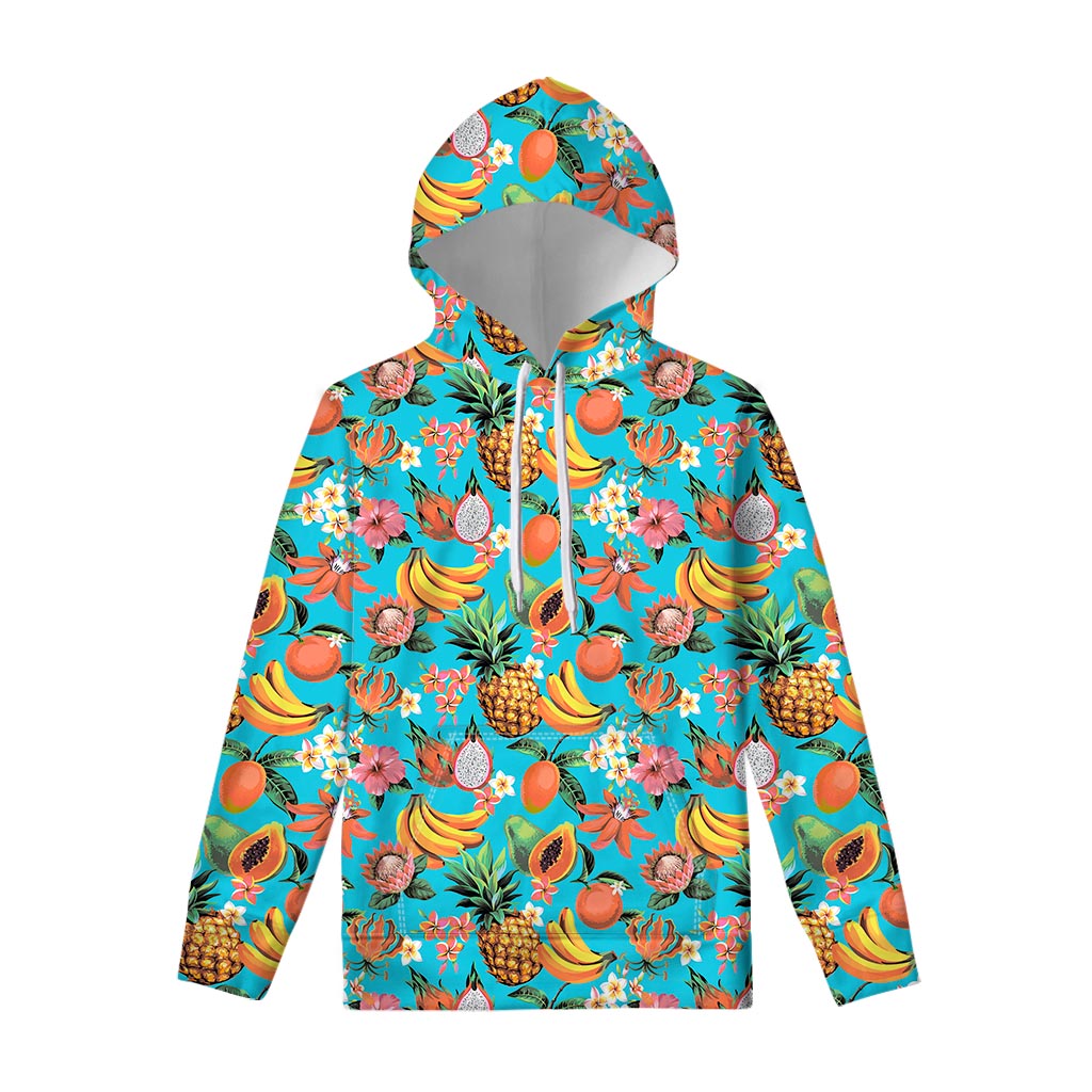 Vintage Tropical Fruits Pattern Print Pullover Hoodie